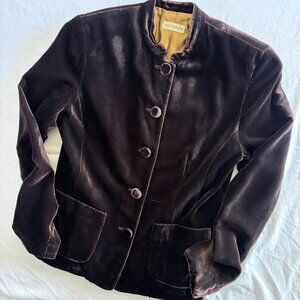 Vintage Espresso 90s Ann Taylor Velvet Silk Blend Jacket Bold Buttons